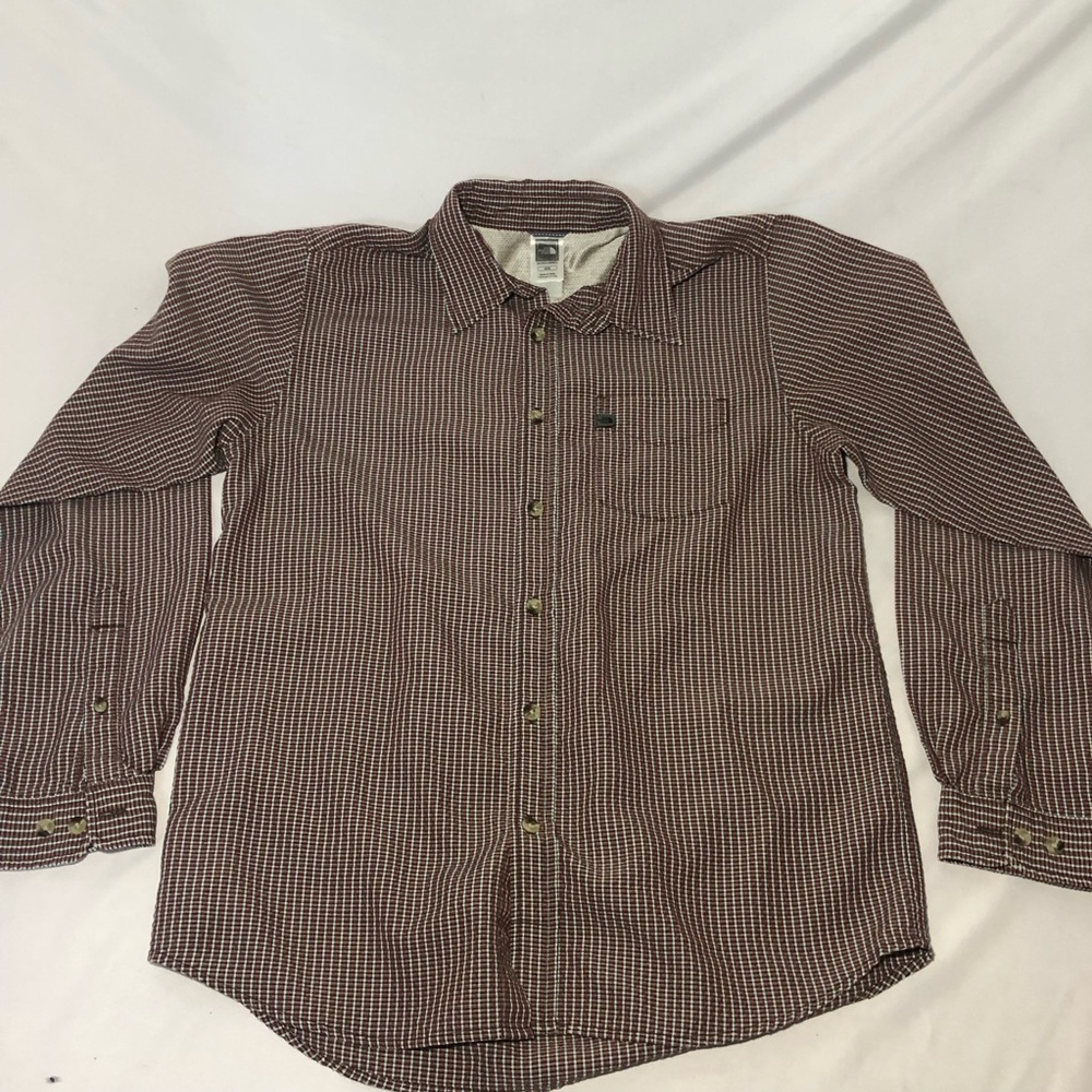 The North Face Men's Burgundy Checkered Button up Shirt Size Medium
